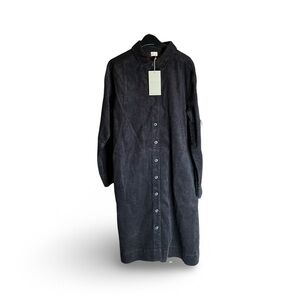 Poetry Funnel Neck Cotton Cord Dress Dark Grey Sz 6